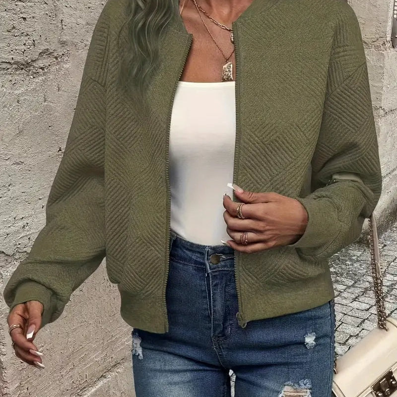 Leonie | Strukturierte Jacke Damen Reissverschluss Kurzjacke