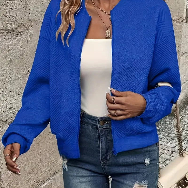 Leonie | Strukturierte Jacke Damen Reissverschluss Kurzjacke