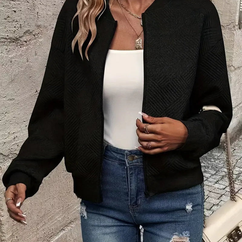 Leonie | Strukturierte Jacke Damen Reissverschluss Kurzjacke