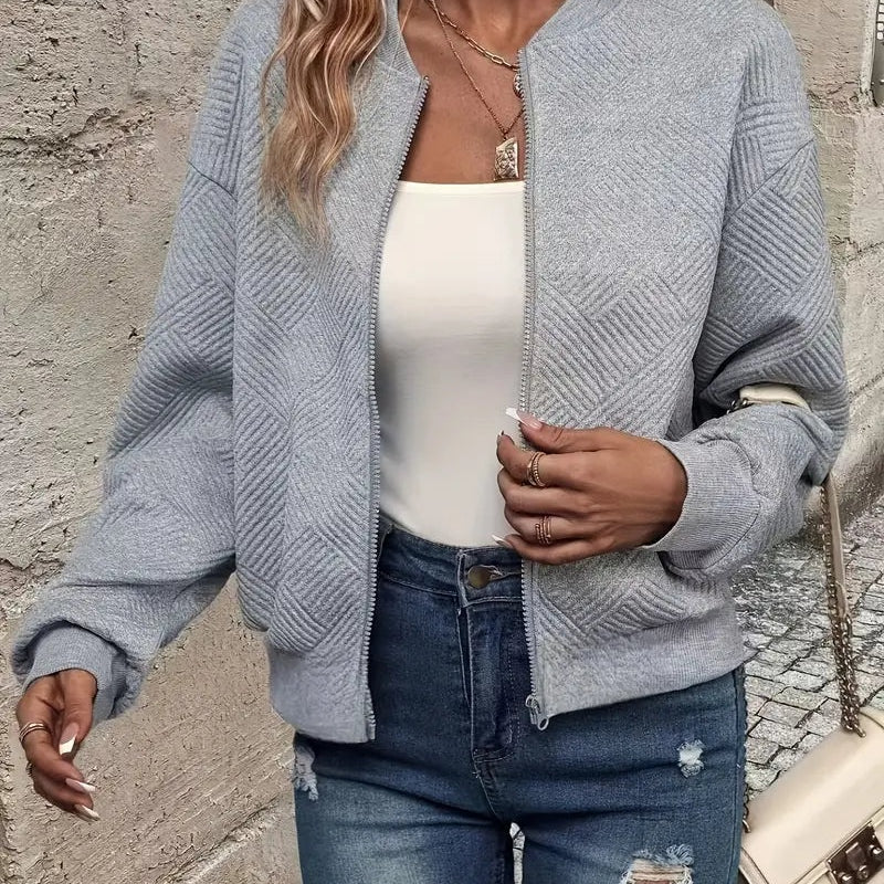 Leonie | Strukturierte Jacke Damen Reissverschluss Kurzjacke