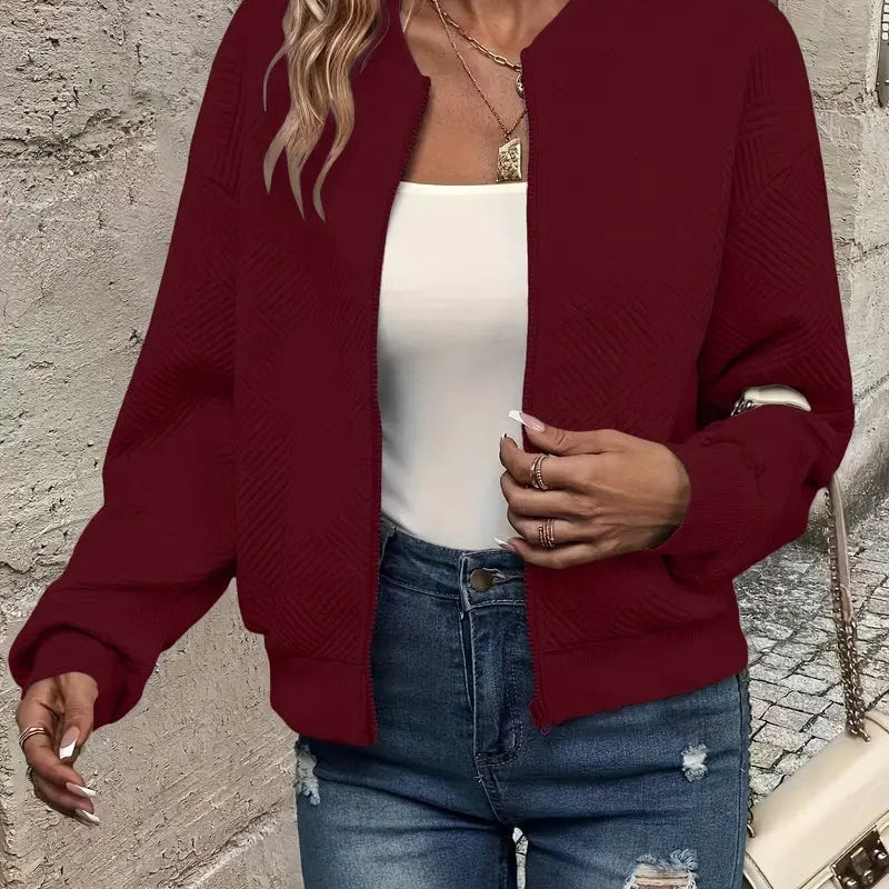 Leonie | Strukturierte Jacke Damen Reissverschluss Kurzjacke