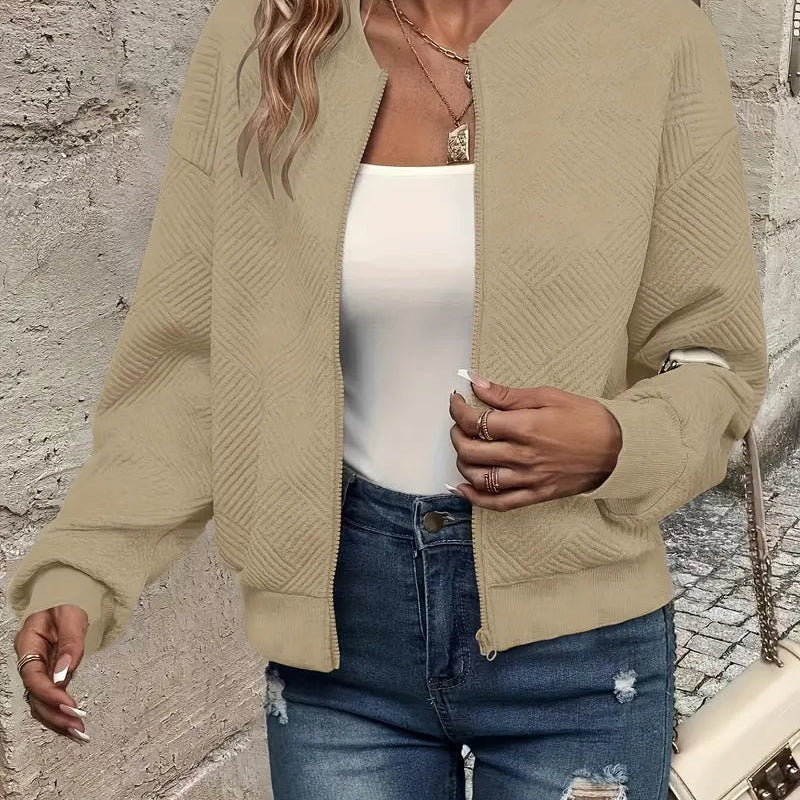 Leonie | Strukturierte Jacke Damen Reissverschluss Kurzjacke