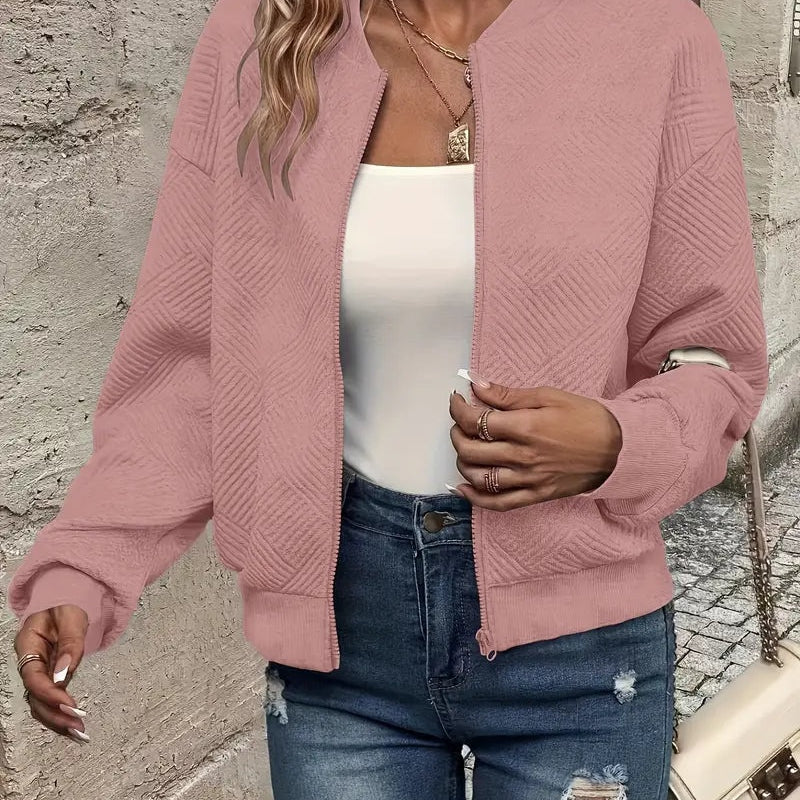 Leonie | Strukturierte Jacke Damen Reissverschluss Kurzjacke