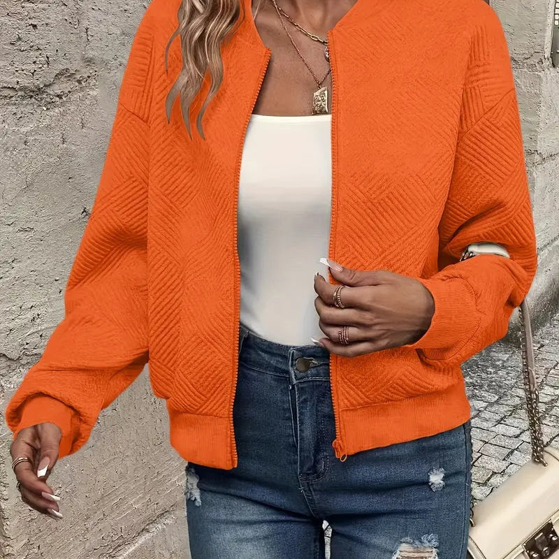 Leonie | Strukturierte Jacke Damen Reissverschluss Kurzjacke