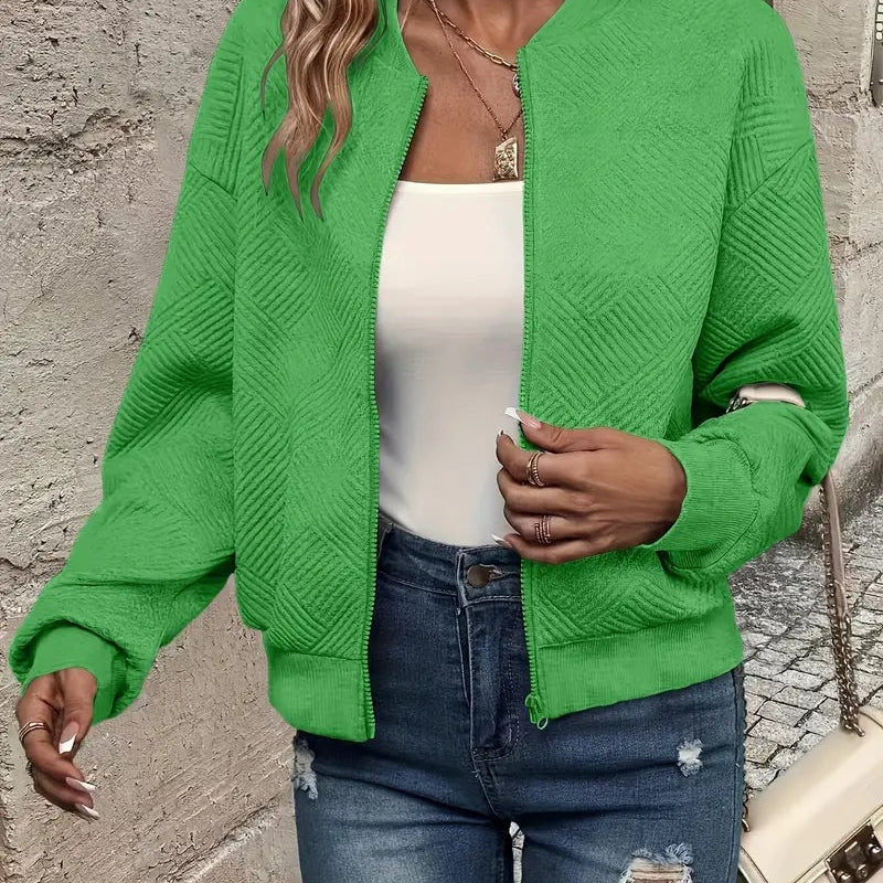Leonie | Strukturierte Jacke Damen Reissverschluss Kurzjacke