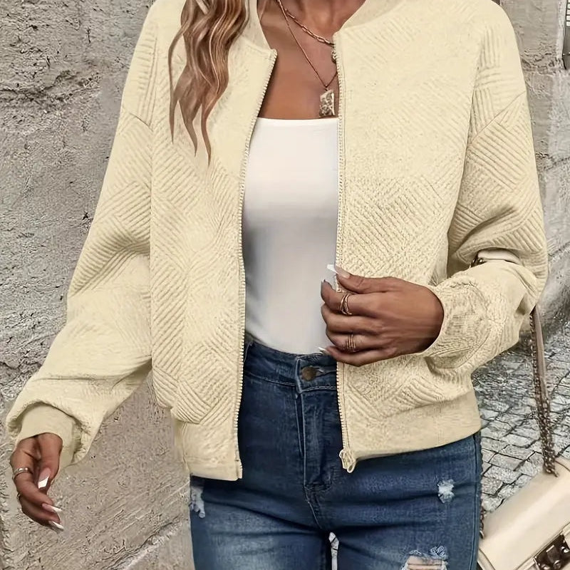 Leonie | Strukturierte Jacke Damen Reissverschluss Kurzjacke