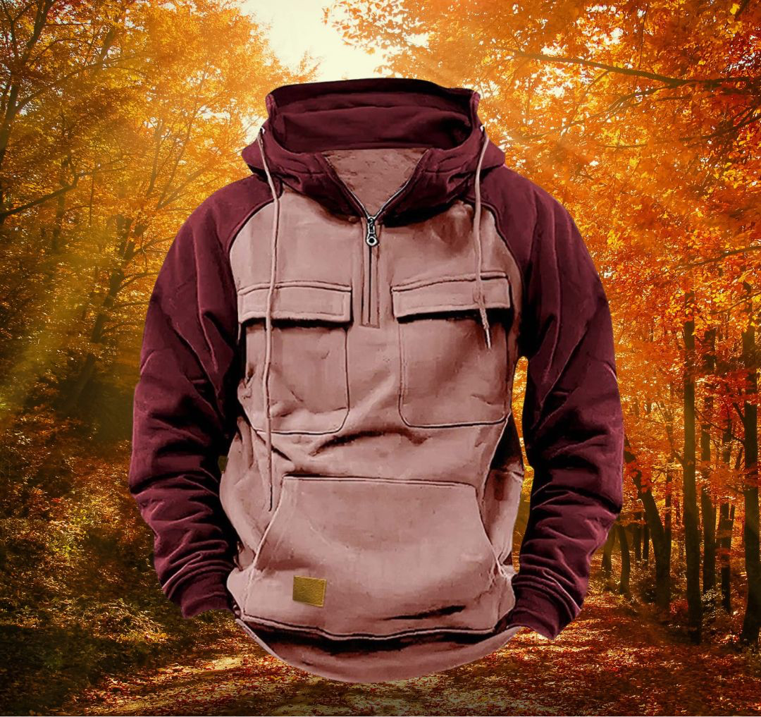 Levin | Hoodie Herren Half-Zip mit Kapuze Tactical