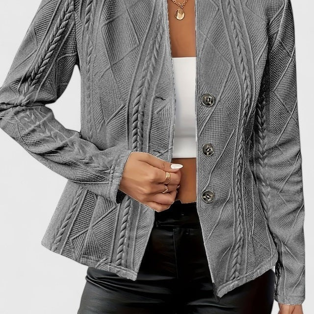 Liselotte | Blazer Damen Strukturstrick Knopfleiste Tailliert