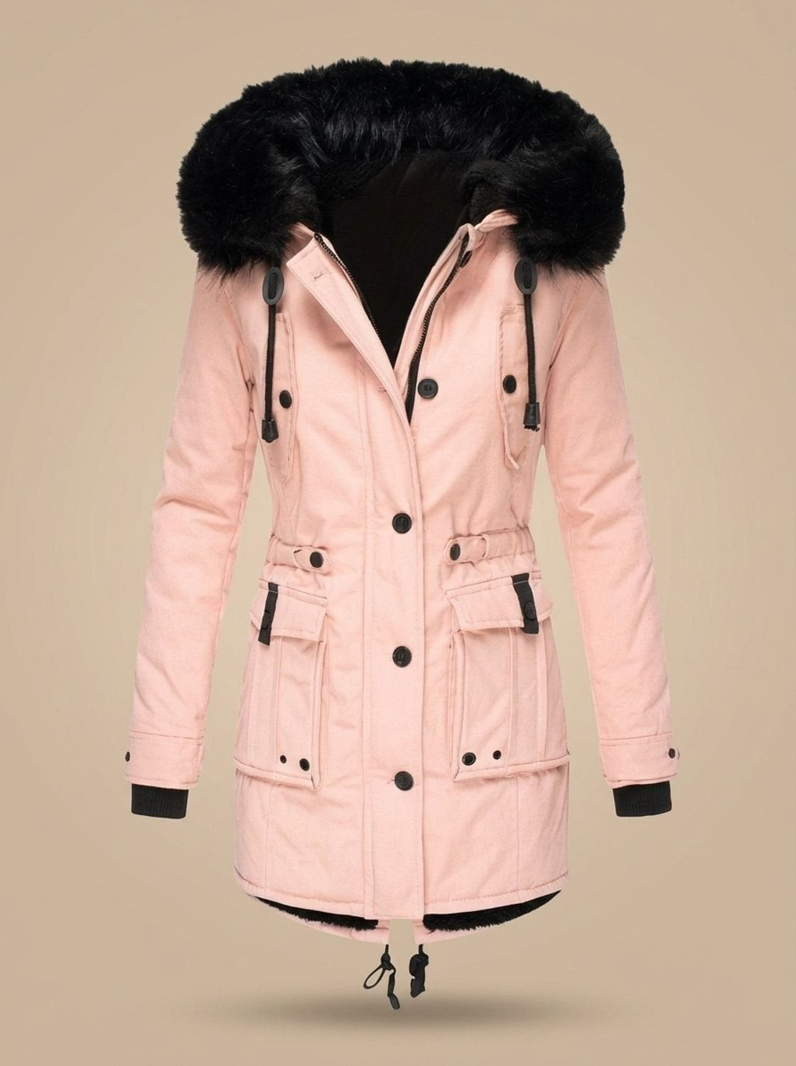 Liselotte | Winterparka Damen mit Kunstfellkapuze Tailliert Gefüttert