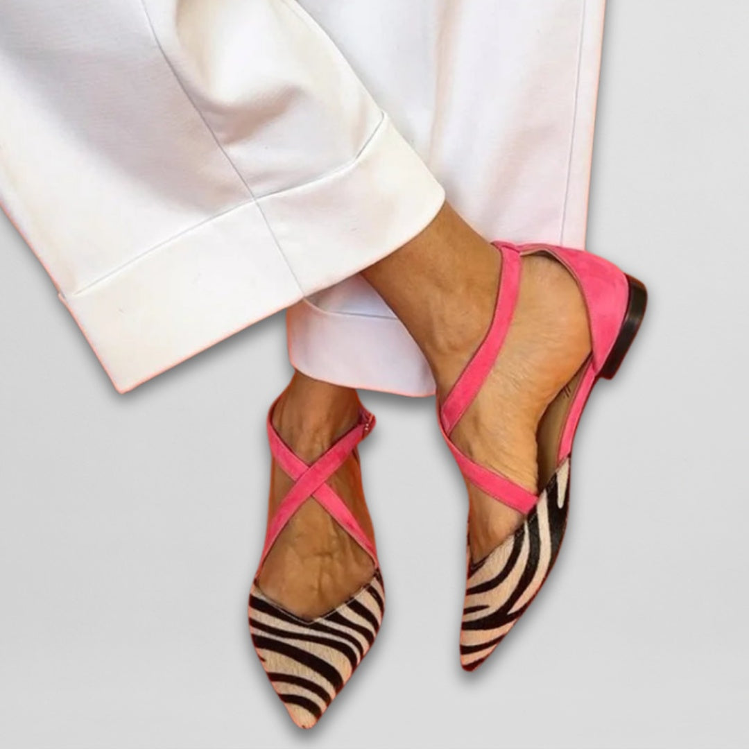 Luca | Balerina Cipő Női Pántos Zebra Mintás