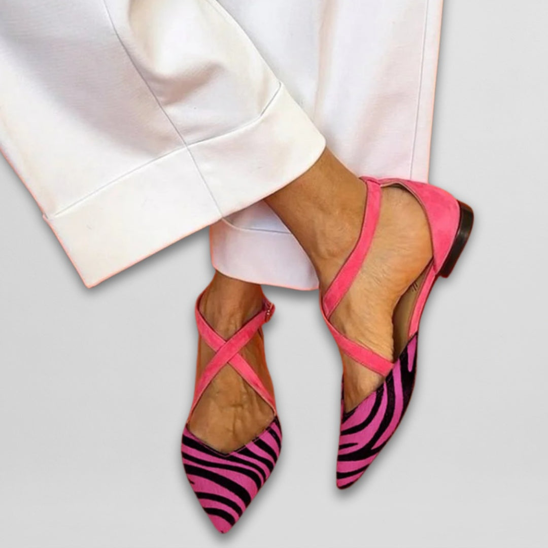Luca | Balerina Cipő Női Pántos Zebra Mintás