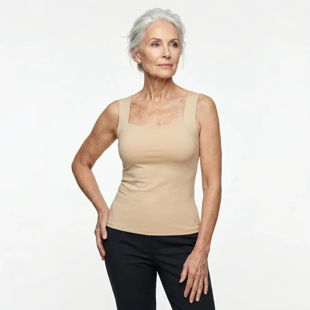 Luca | Beépített Melltartós Tanktop Női Négyszögletes Nyakú