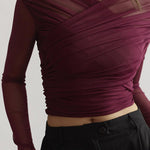 Luca | Cropped Top Női Hosszú Ujjú Drapírozott