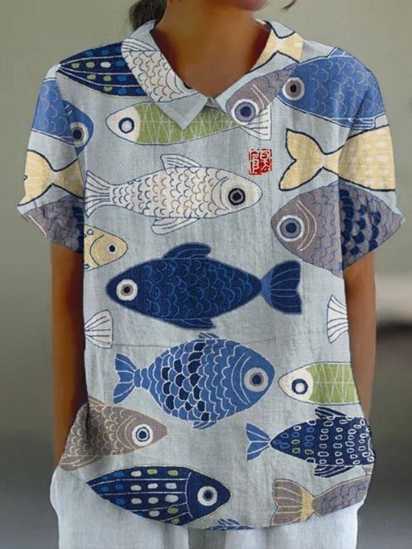 Luca | Patchwork Blúz Női Rövid Ujjú Virágmintás