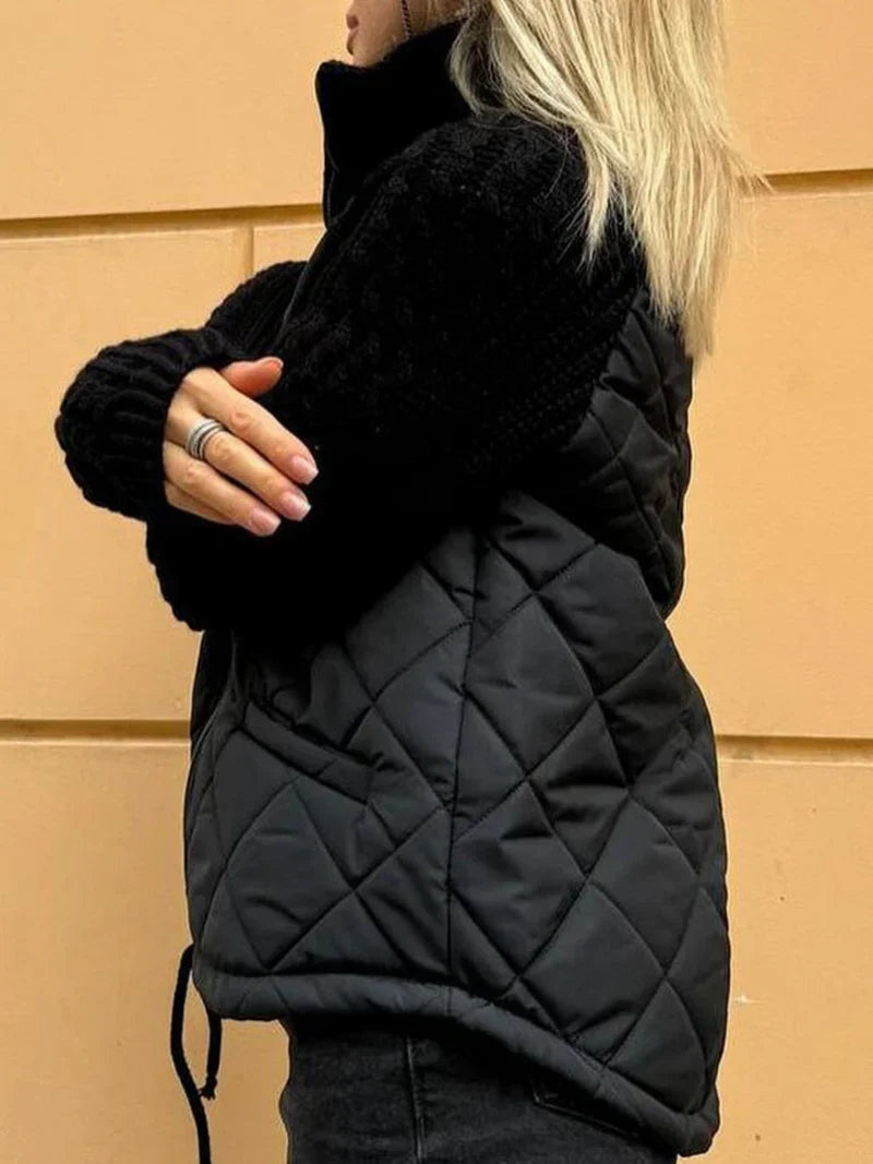 Luisa | Sweatshirt Damen Strick Gesteppt mit Reissverschluss