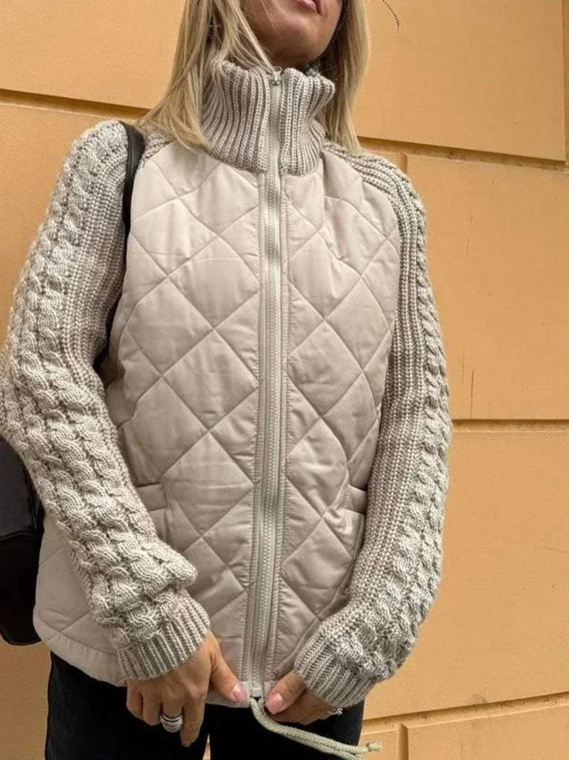 Luisa | Sweatshirt Damen Strick Gesteppt mit Reissverschluss