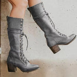 Magdalena | Chelsea Boots Damen Leder Schnürung Blockabsatz