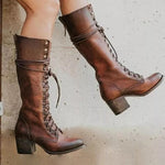 Magdalena | Chelsea Boots Damen Leder Schnürung Blockabsatz