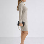 Magdalena | Strickkleid Damen Rollkragen Zopfmuster Langarm
