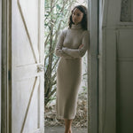 Magdalena | Strickkleid Damen Rollkragen Zopfmuster Langarm