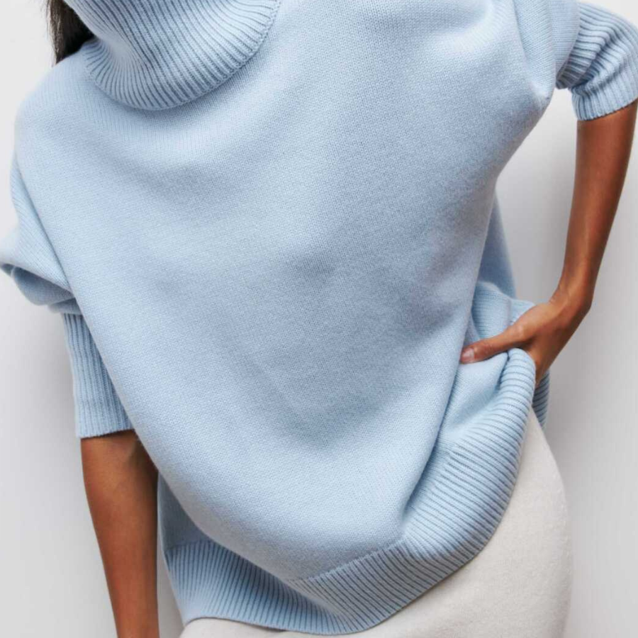Magdalena | Strickpullover Rollkragen Damen Kurzarm Oversize
