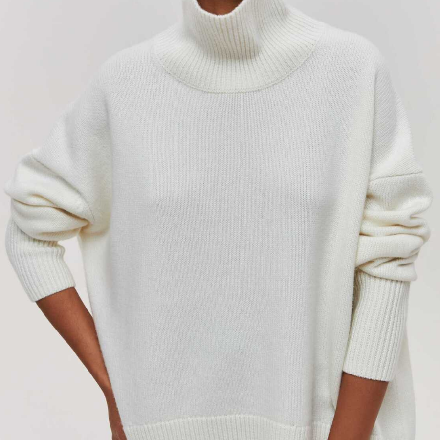 Magdalena | Strickpullover Rollkragen Damen Kurzarm Oversize