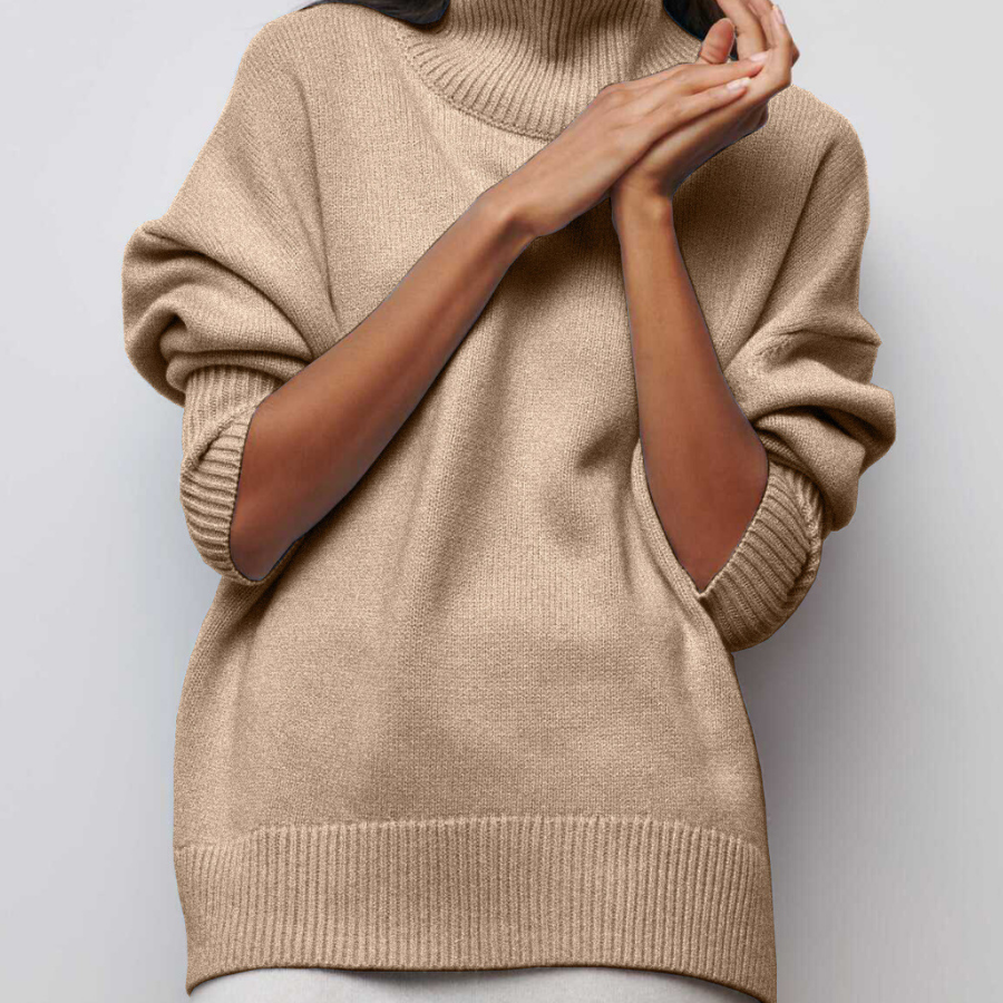 Magdalena | Strickpullover Rollkragen Damen Kurzarm Oversize