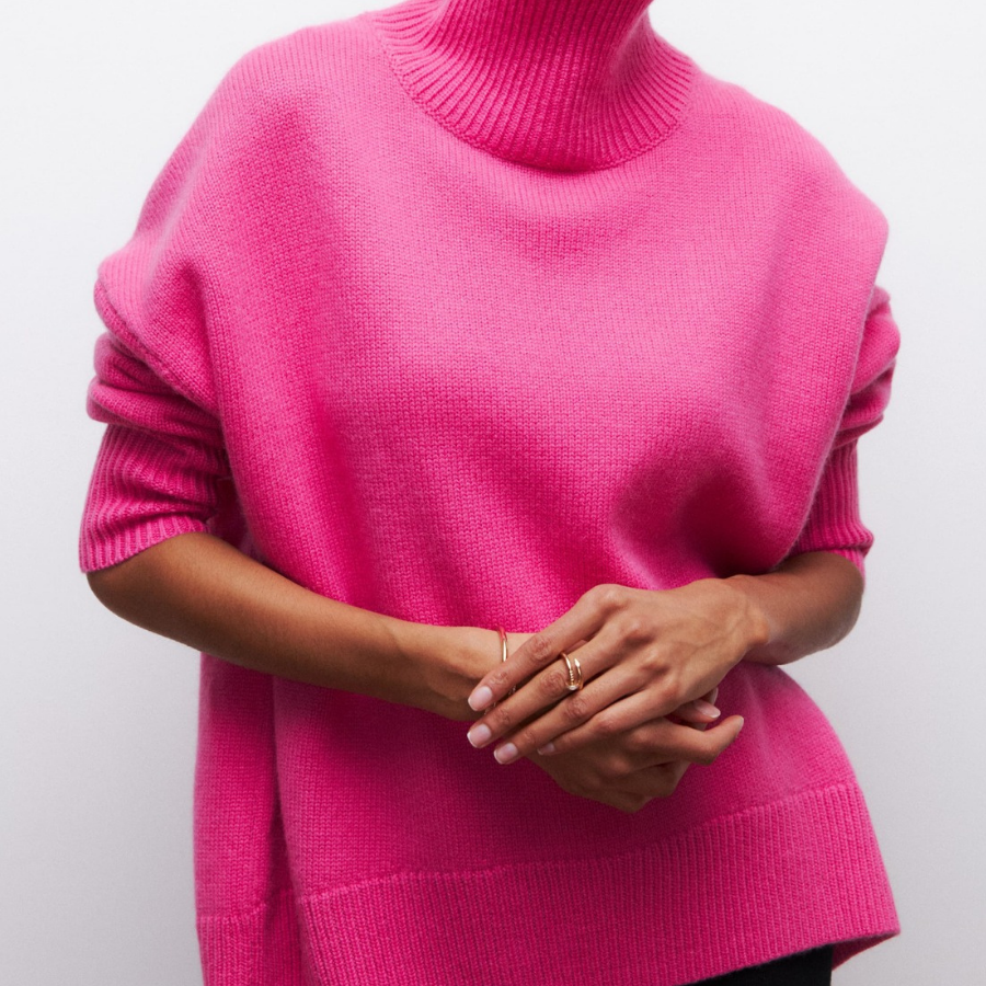 Magdalena | Strickpullover Rollkragen Damen Kurzarm Oversize