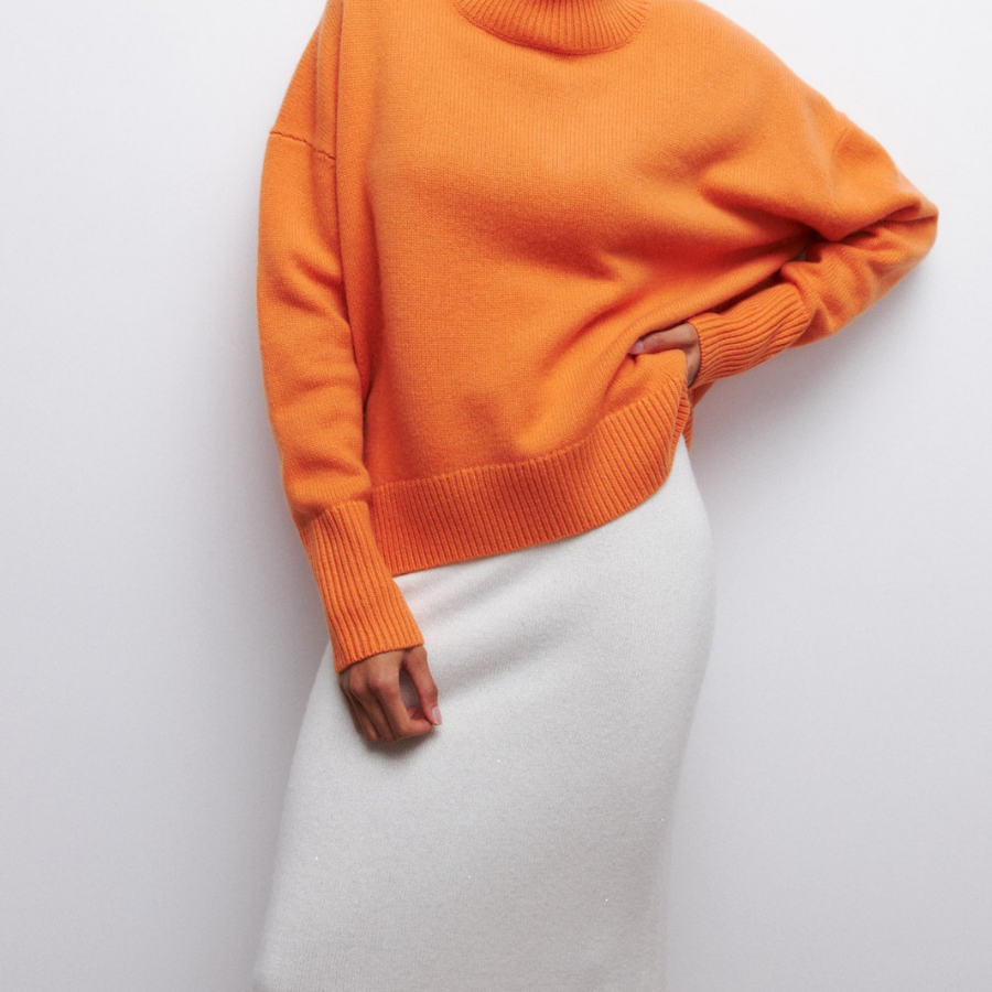 Magdalena | Strickpullover Rollkragen Damen Kurzarm Oversize