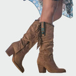 Margrit | Botas Cowboy Damen Wildleder Fransen Knieho