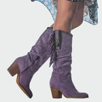 Margrit | Botas Cowboy Damen Wildleder Fransen Knieho