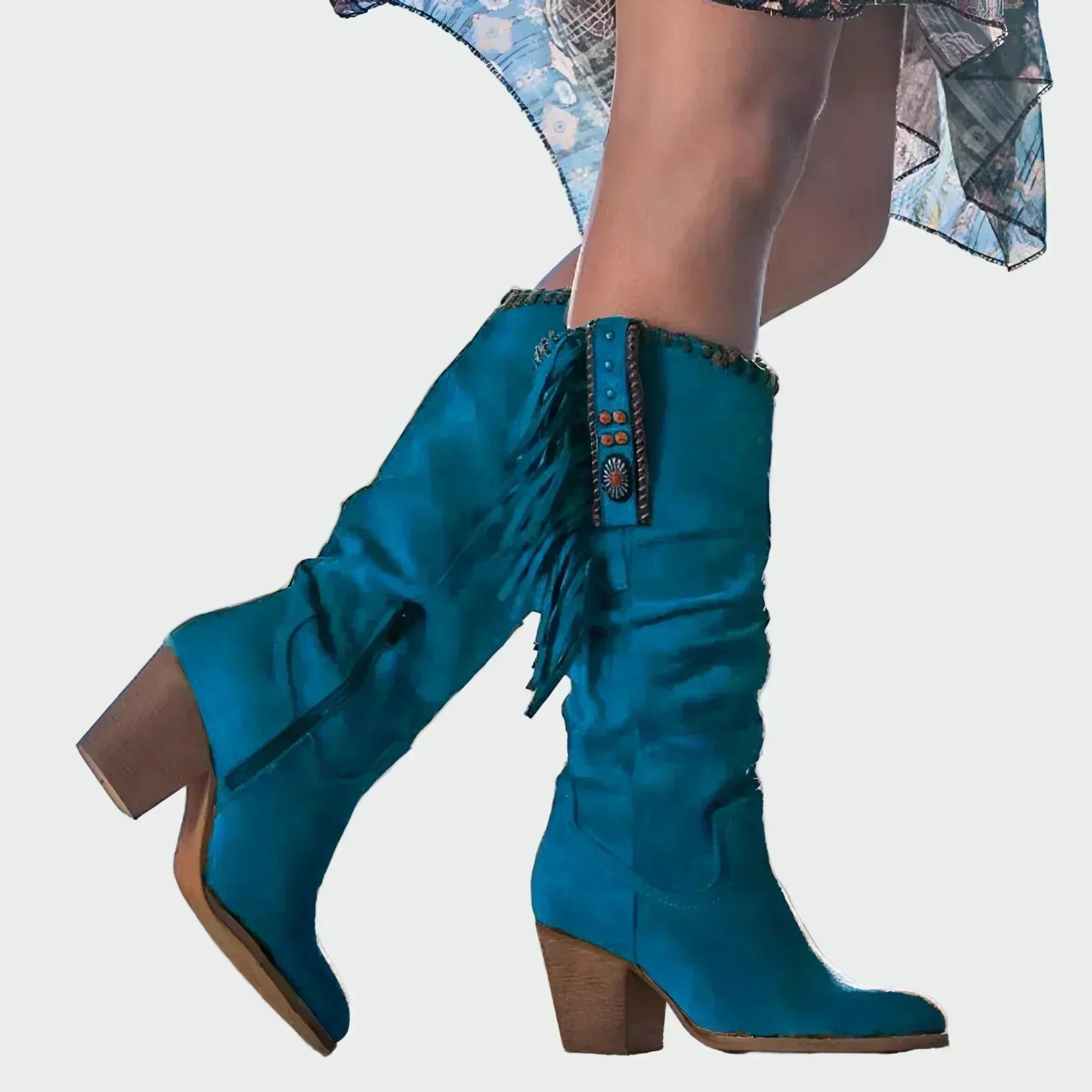 Margrit | Botas Cowboy Damen Wildleder Fransen Knieho