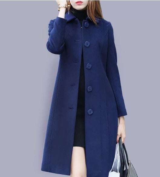Margrit | Trenchcoat Damen Langer Mantel Knopfleiste Tailliert