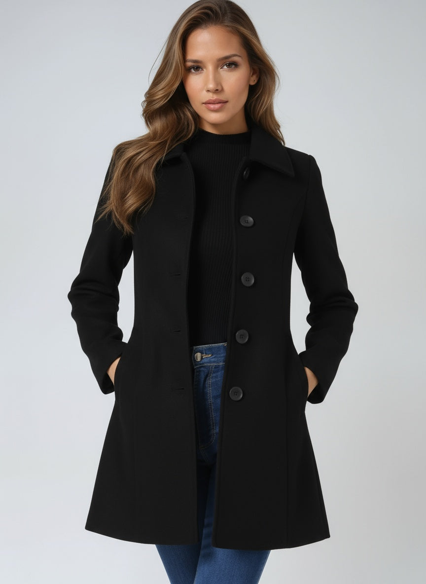 Margrit | Trenchcoat Damen Langer Mantel Knopfleiste Tailliert