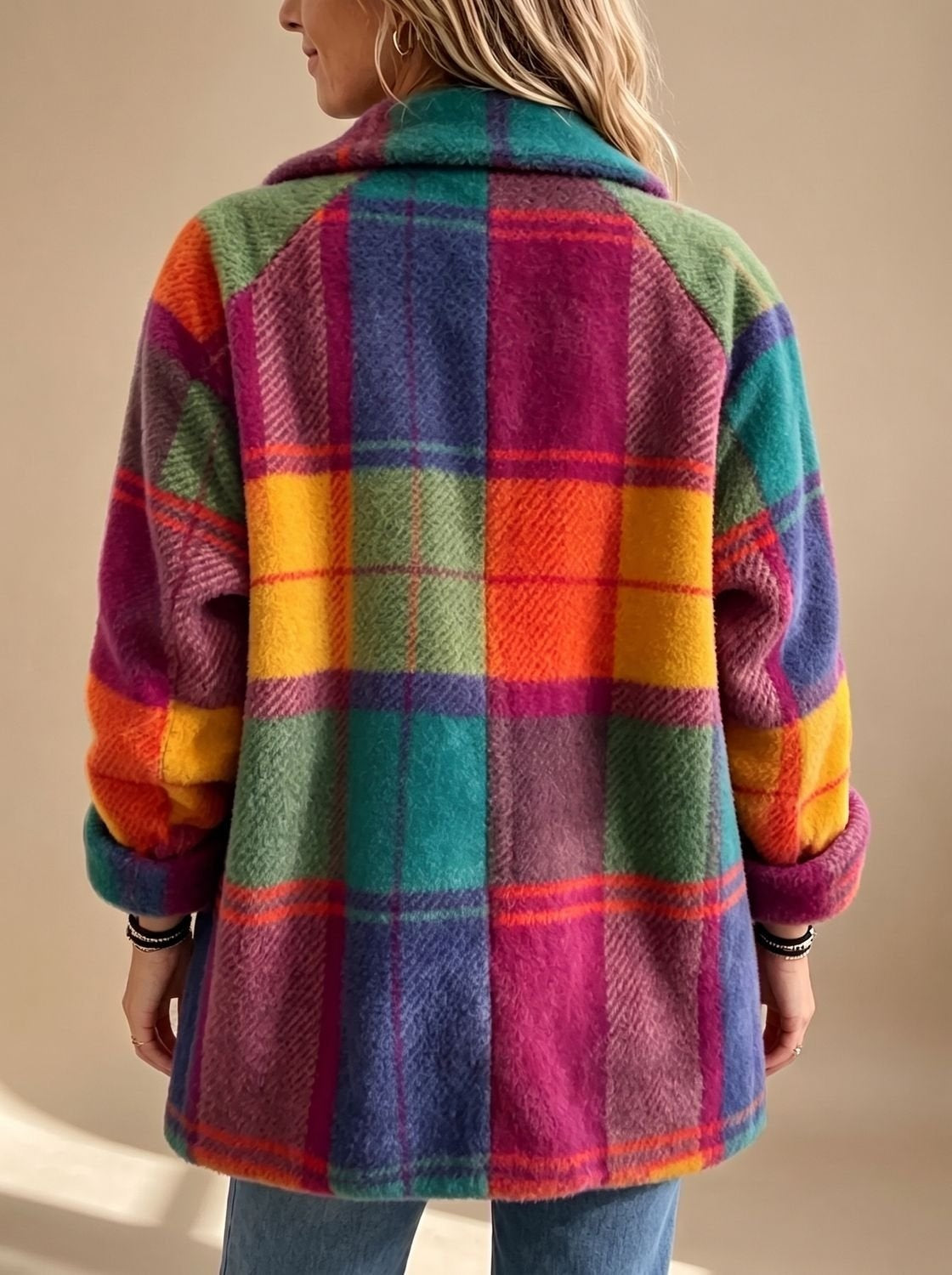 Marie | Karierter Fleece-Mantel Damen Oversize Weich