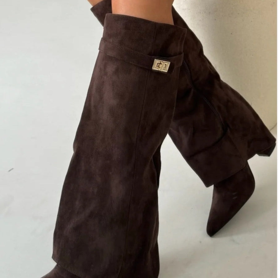 Marlene | Stiefeletten Damen Veloursleder Keilabsatz Spitze