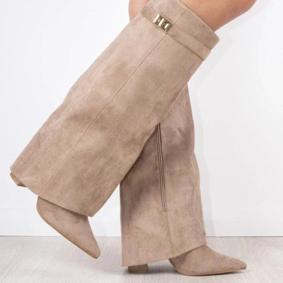 Marlene | Stiefeletten Damen Veloursleder Keilabsatz Spitze