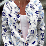 Marlene | Strickjacke mit Blumenmuster Damen Knopfleiste Vintage