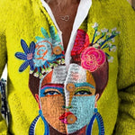 Marlene | Strickjacke mit Blumenmuster Damen Knopfleiste Vintage