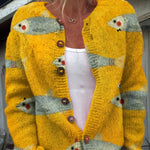 Marlene | Strickjacke mit Blumenmuster Damen Knopfleiste Vintage