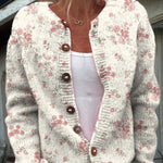 Marlene | Strickjacke mit Blumenmuster Damen Knopfleiste Vintage