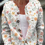 Marlene | Strickjacke mit Blumenmuster Damen Knopfleiste Vintage