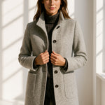 Marlene | Wollmantel Damen Eleganter Knopfverschluss Stehkragen