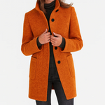 Marlene | Wollmantel Damen Eleganter Knopfverschluss Stehkragen