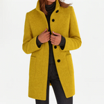 Marlene | Wollmantel Damen Eleganter Knopfverschluss Stehkragen