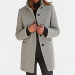 Marlene | Wollmantel Damen Eleganter Knopfverschluss Stehkragen