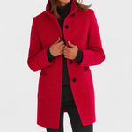 Marlene | Wollmantel Damen Eleganter Knopfverschluss Stehkragen