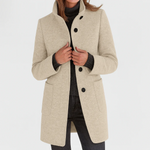 Marlene | Wollmantel Damen Eleganter Knopfverschluss Stehkragen