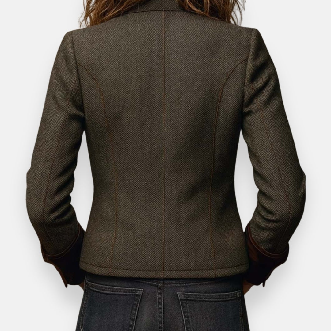 Marlies | Tweed Jacke Damen Fischgrat Strukturiert Knöpfe