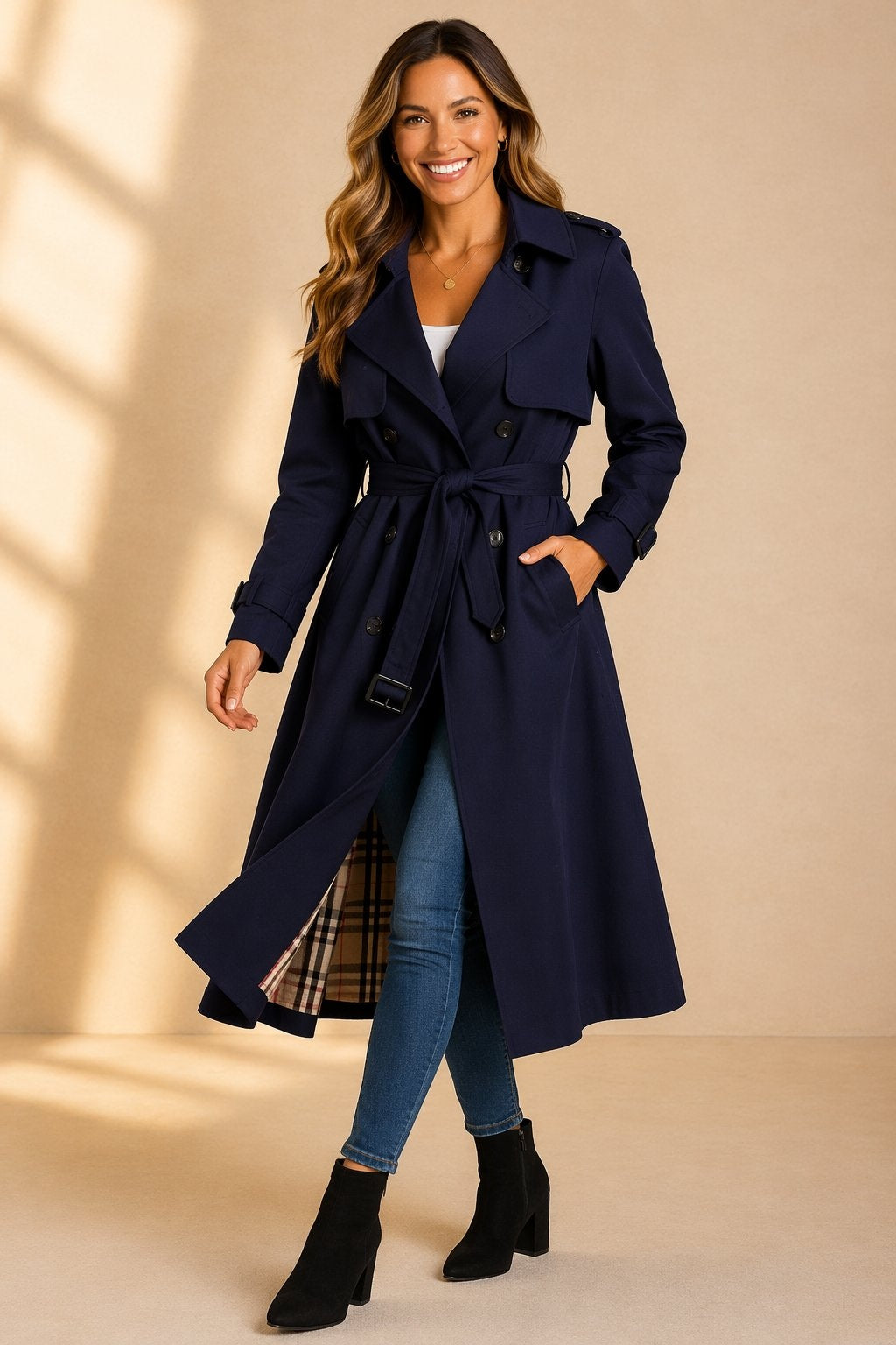 Márta | Trenchcoat Hosszú Női Kétgombos Övvel